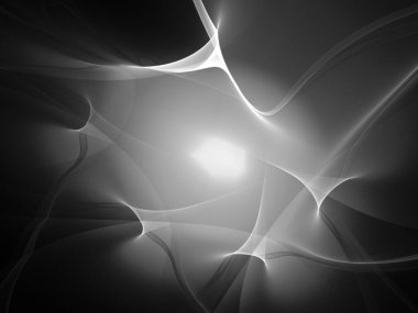 dijital soyut fraktal arkaplan bilgisayarda siyah ve beyaz olarak oluşturuldu.