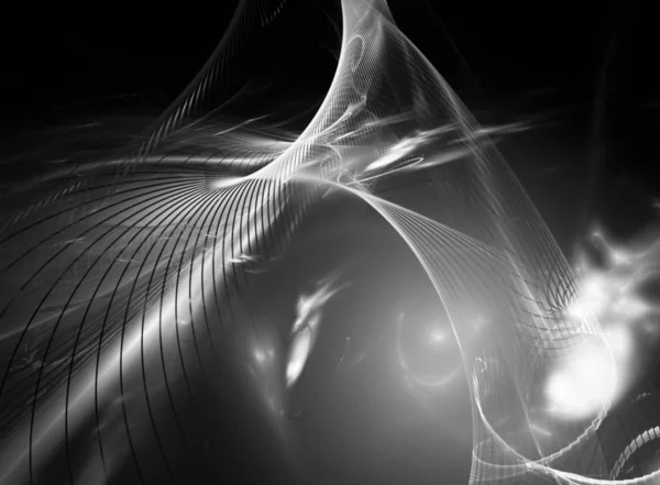 Digitaler Abstrakter Fraktaler Hintergrund Der Computer Schwarzweiß Erzeugt Wird — Stockfoto