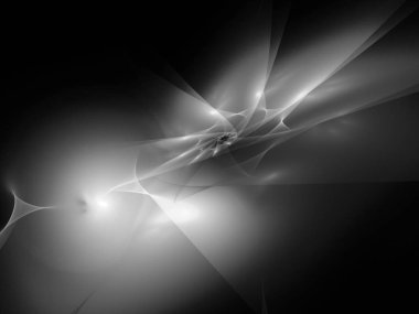 dijital soyut fraktal arkaplan bilgisayarda siyah ve beyaz olarak oluşturuldu.