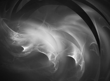 dijital soyut fraktal arkaplan bilgisayarda siyah ve beyaz olarak oluşturuldu.