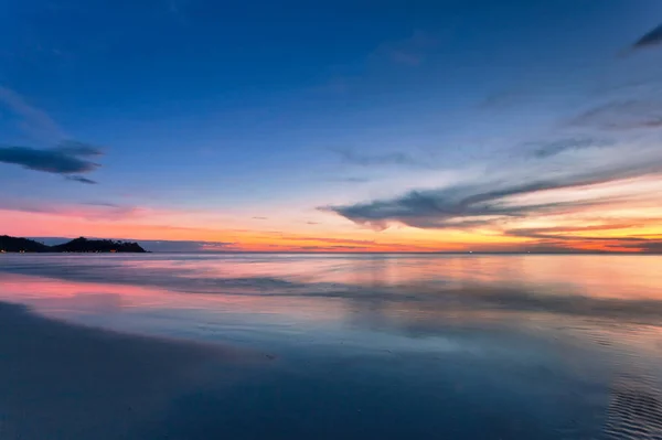 Tropisk Strand Ebb Tid Sunset Bakgrund — Stockfoto