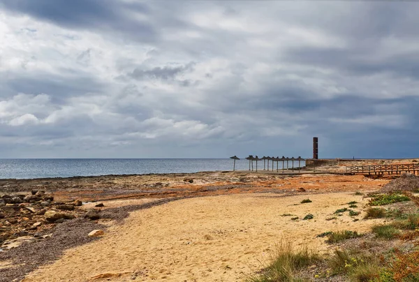 Playa Bassa Des Cabots Clima Sombrío Colonia Sant Jordi Isla — Foto de Stock