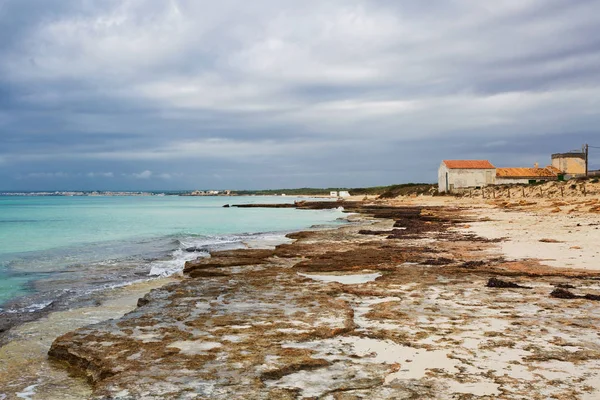 Trenc Strand Onder Dramatische Sombere Hemel Mallorca Eiland Spanje Middellandse — Stockfoto