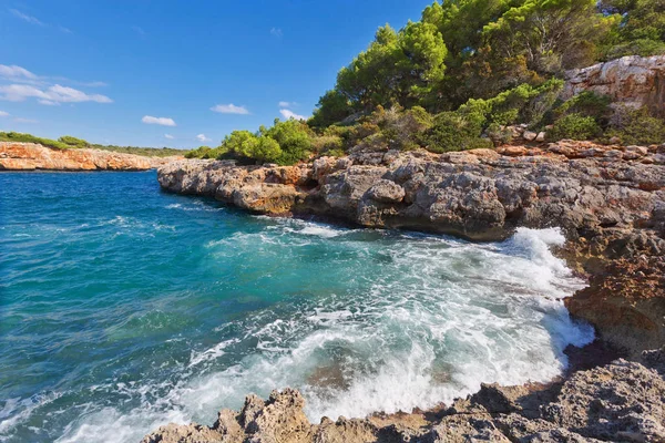Güzel Defne Plaj Turkuaz Deniz Suyu Mallorca Adası Spanya Akdeniz — Stok fotoğraf