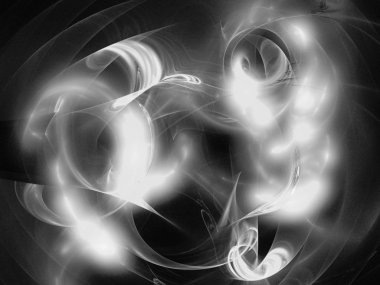 dijital soyut fraktal arkaplan bilgisayarda siyah ve beyaz olarak oluşturuldu.