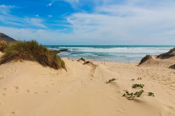 Sanddyner och hav landskap vid Amoreira stranden i Portugal — Stockfoto