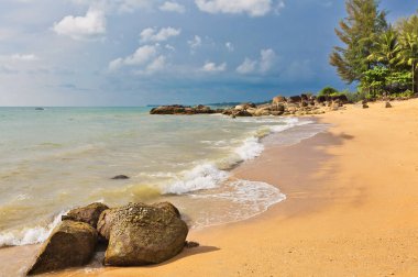 Güneşli bir günde tropik plaj