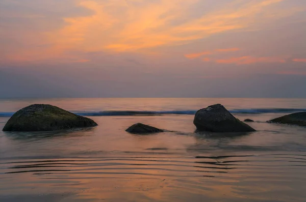 Costa Del Mare Delle Andamane Tramonto Colorato Khao Lak Thailandia — Foto Stock