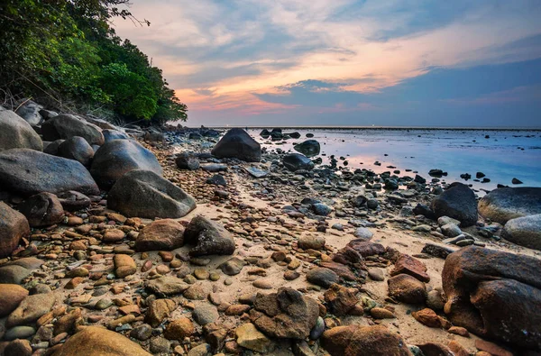 Tropisk Strand Vid Vackra Solnedgången Natur Bakgrund Nai Yang Beach — Stockfoto