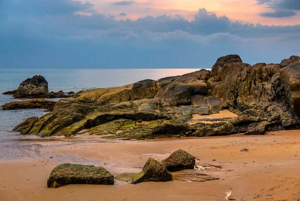 Costa Del Mare Delle Andamane Tramonto Colorato Khao Lak Thailandia — Foto Stock