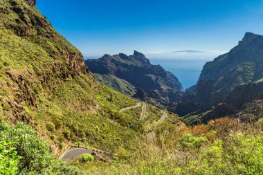 Görünümü, dağlar, gökyüzü ve atmosfer Tenerife, Kanarya Adaları, İspanya 