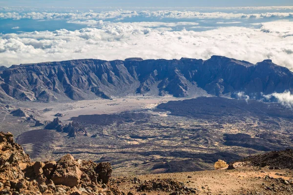 Vista Desde Cima Del Volcán Del Teide Rodeado Por Famoso — Foto de Stock