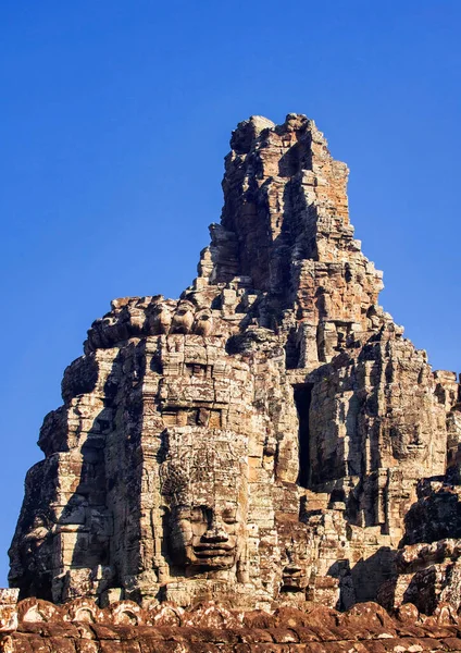 Oblicza Starożytnej Świątyni Bayon Angkor Wat Siem Reap Kambodża — Zdjęcie stockowe