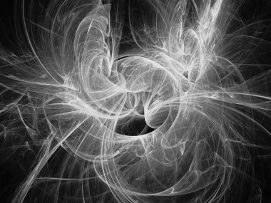 dijital soyut fraktal arkaplan bilgisayarda siyah ve beyaz olarak oluşturuldu.