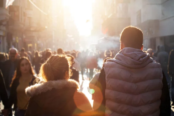 Wazige Menigte Onherkenbaar Straat Stockfoto