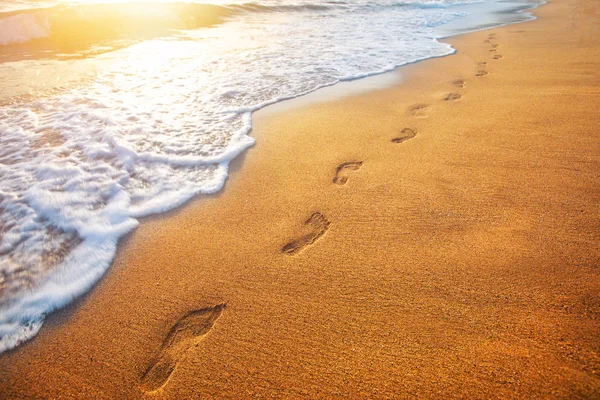 Sandy Beach Footsteps Sunset Time — Stock Photo, Image