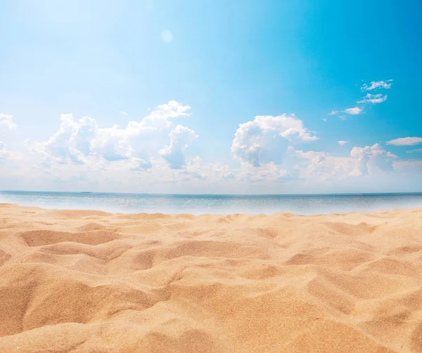 Sandy Beach Beautiful Tropical Sea Blue Sky Background — Stock Photo, Image