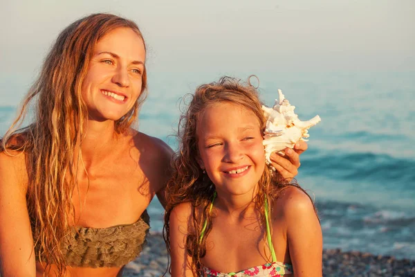 Kind Und Mutter Auf Dem Meeresgrund Sommerferien Familie — Stockfoto