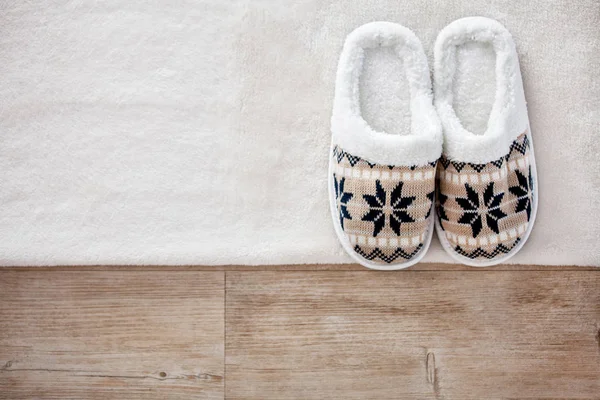 Slippers Wooden Floor Soft Comfortable Home Slipper — Stock Photo, Image