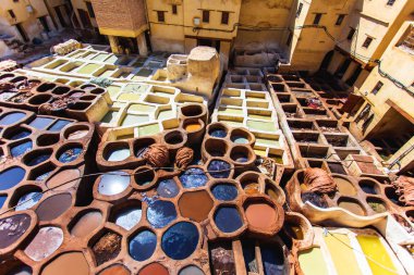 Tabakhane Fezs tannerie Afrika eski tankları Fes Fas,