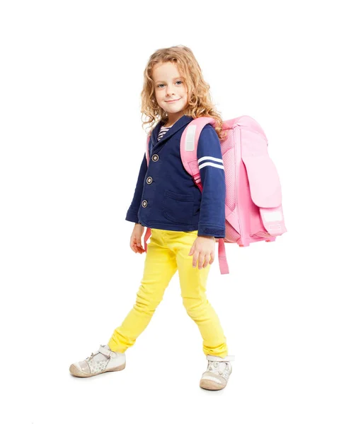 Bambina con lo schoolbag — Foto Stock