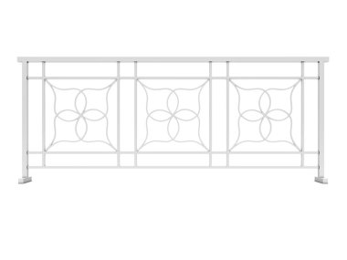Tasarım beyaz metal korkuluk 3B model üzerinde beyaz arka plan render