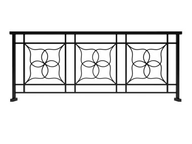 Geri tasarım siyah metal korkuluk render 3B model üzerinde beyaz zemin