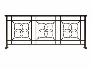 Dizayn kahverengi metal korkuluk render 3B model beyaz arka plan üzerinde