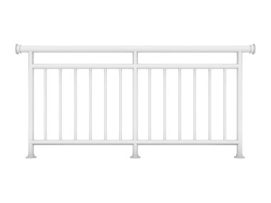 Beyaz arka plan üzerinde beyaz metal modern korkuluk render 3d modeli