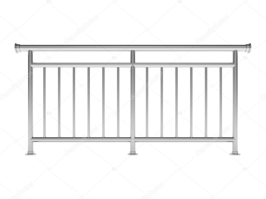White metal modern railing render 3d model on the white background