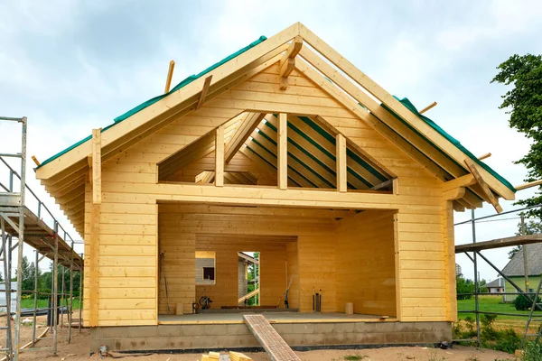 Frame Building Wooden House Estonia Europe — Stock Photo, Image