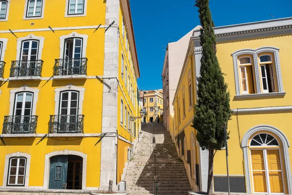 Yellow Buildings Stairs Travessa Arrochela Street Sao Bento Lisbon Portugal — Stock Photo, Image