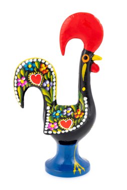 Barcelos (Galo de Barcelos) horoz beyaz bir arka plan üzerinde