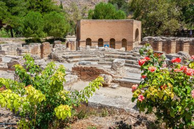 Roma odeon karşın eski site içinde. messara düz, crete, Yunanistan