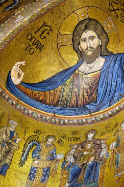 İsa Pantokrator. Monreale Katedrali, Sicilya, İtalya