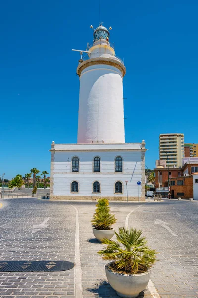 Maják v Malagu. Andalusie, Španělsko — Stock fotografie