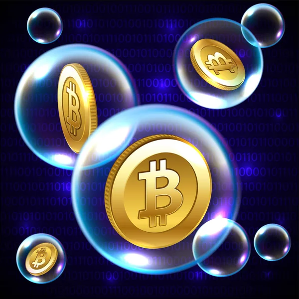 Vector Illustration Soap Bubble Bitcoin Investment Risk Concept Stock Illustration