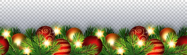 Ilustración Vectorial Guirnalda Sin Costura Navidad Con Adorno Navidad Eps10 — Vector de stock