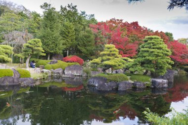 maples Güz ile geleneksel Japon Parkı