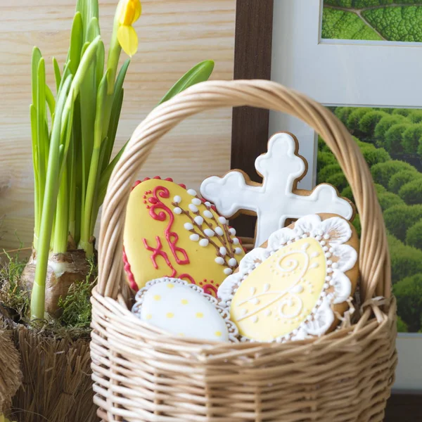 Λαγουδάκια Μελόψωμο Μπισκότο Κουβά Διάστικτα Αυγά Του Πάσχα — Φωτογραφία Αρχείου