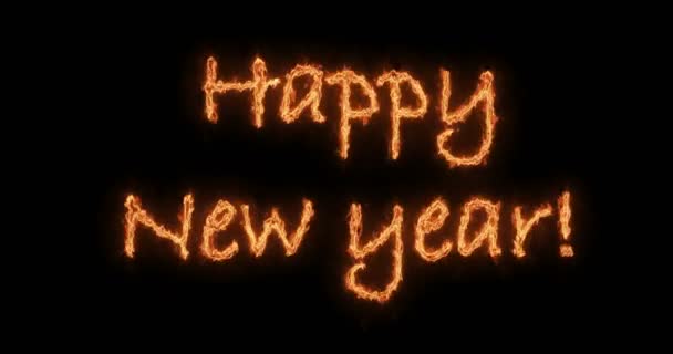 Szczęśliwego nowego roku 2019 Video animacji. ogień słowa — Wideo stockowe