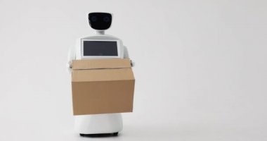 robot parsel sunar. teslimat kavramı. Modern Robotik teknolojiler.