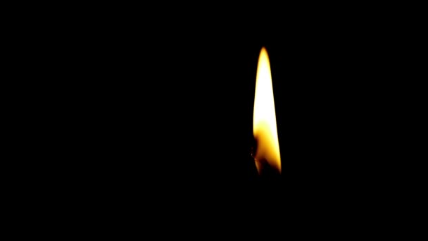 Brinnande ljus på en svart bakgrund. — Stockvideo