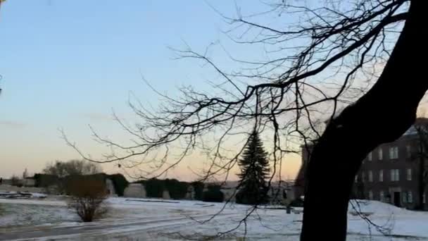 Wawel är en befäst arkitektoniskt komplex uppfördes på vänstra stranden av floden Vistula i Krakow, Polen. Finns det kungliga slottet och Wawel katedralen (som är basilikan St Stanislaw och St Waclaw). — Stockvideo