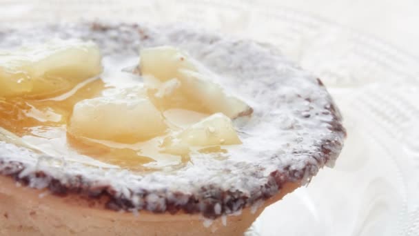 Torta Ananás Tart Assado Prato Consistindo Enchimento Sobre Base Pastelaria — Vídeo de Stock