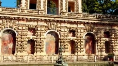 Alcazar bahçeleri. Kraliyet sarayıdır orijinal Endülüs Müslüman kralları tarafından Gelişmiş Seville, Endülüs, İspanya, Alcazar Seville.