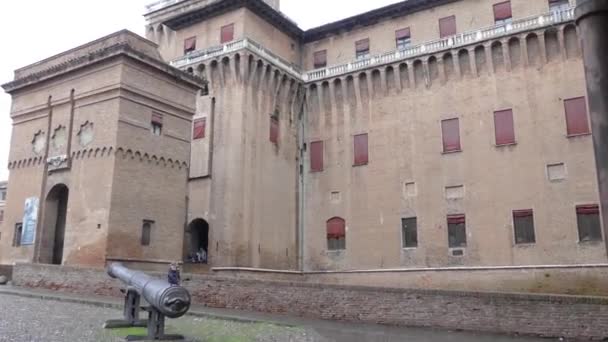 Ferrara Italien Este Slott Castello Estense Eller Castello San Michele — Stockvideo