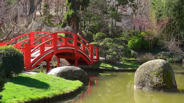 Toulouse, Frankreich - 12. März 2108: Japanischer Garten. Garten compans caffarelli auf Boulevard lascrosses. — Stockvideo