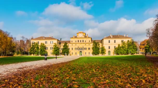 Palazzo Ducale in Parma, Italy, which is currently home to Arma dei Carabinieri, was built by Ottavio Farnese in 1561 and built according to Vignola project. — Stock Video