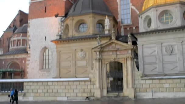 Wawel Een Versterkte Architecturale Complex Gebouwd Linkeroever Van Rivier Vistula — Stockvideo